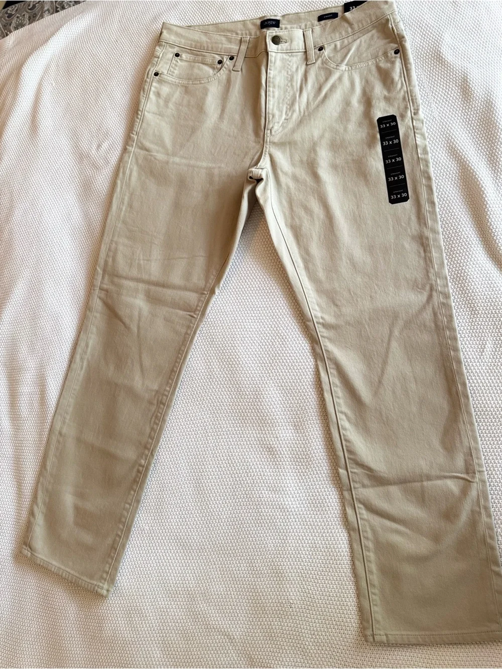 J. CREW Garment Dye Straight Jeans in Light Cream